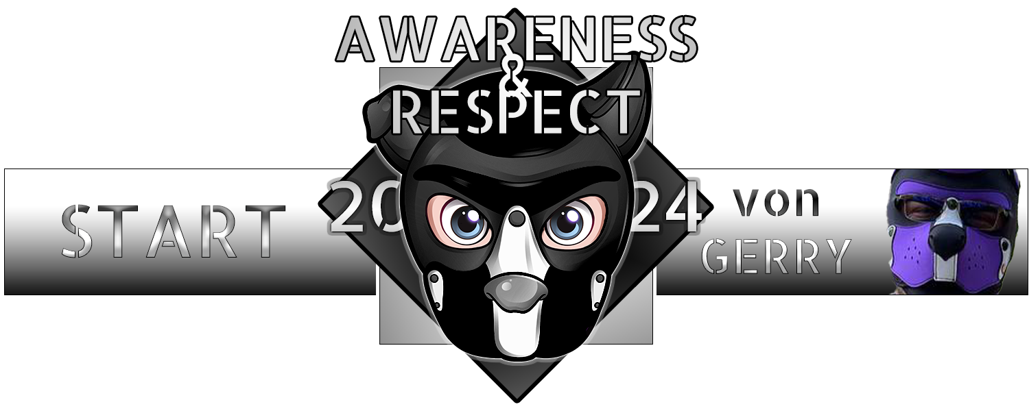 Das Awareness & Respect logo. Links davon steht "START", rechts davon von wem es ist und das entsprechende Gesicht.